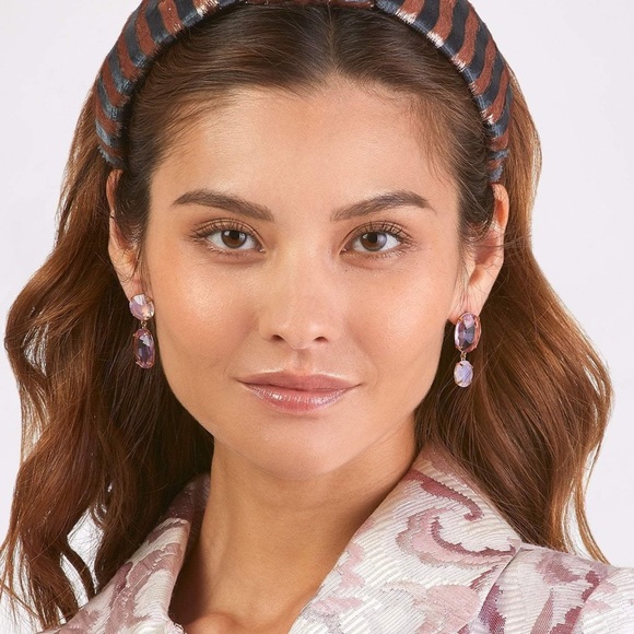 $168 Lele Sadoughi LAVENDER BLOSSOM CRYSTAL DROP EARRINGS - Picture 8 of 10